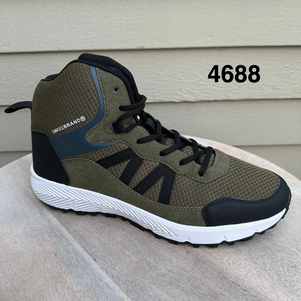 Swissbrand Armadyss Mens Hiking Boots Olive Green High Top Size 12 New